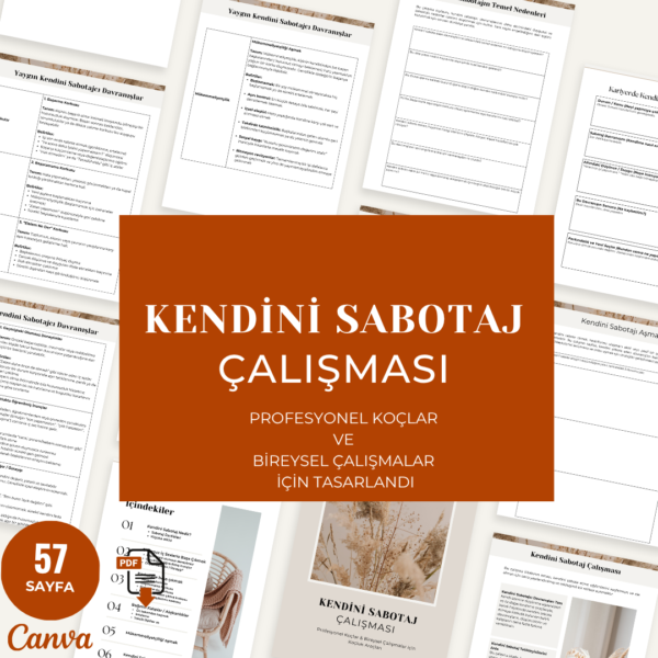 Kendini Sabotaj Çalışması ( Canva Şablonu + PDF)