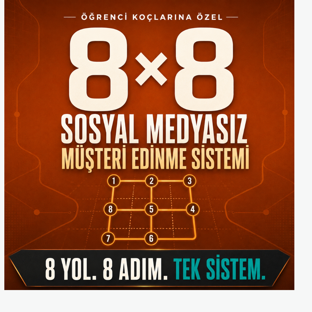 8x8 SOSYAL MEDYASIZ MÜŞTERİ EDİNME SİSTEMİ Öğrenci Koçlarına Özel: 8×8 Sosyal Medyasız Müşteri Edinme Sistemi - Görsel 1